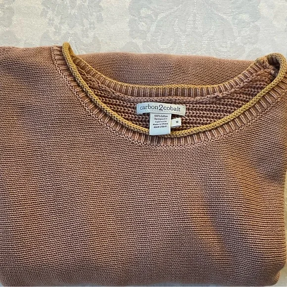 Carbon 2 Cobalt 100% Cotton Pullover Cable Knit Sweater Mens Size Medium - Picture 9 of 9